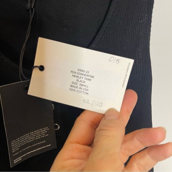 Re/Done Black ribbed Henley tank top. NEw Small - Picture 6 of 6